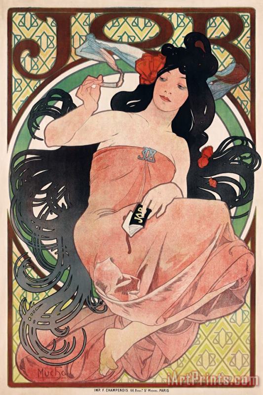 Art Nouveau Poster of Woman painting - Alphonse Marie Mucha Art Nouveau Poster of Woman Art Print