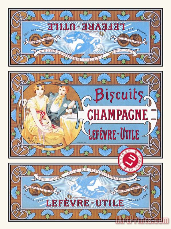 Alphonse Marie Mucha Biscuits Champagne Art Painting