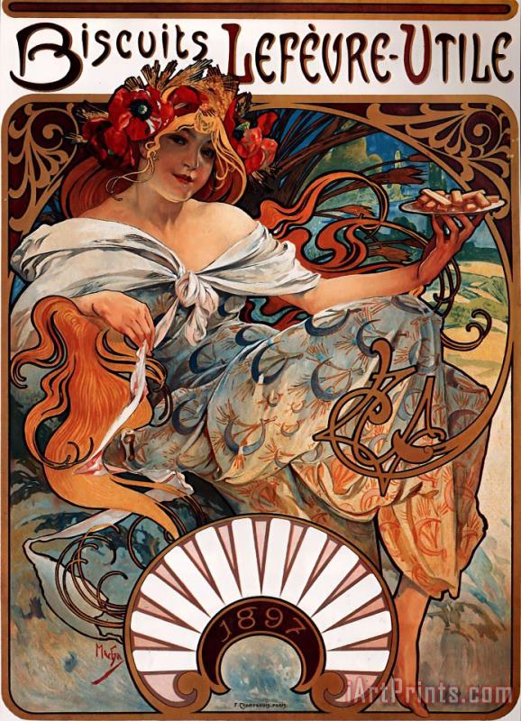 Alphonse Marie Mucha Biscuits Lefevre Utile 1896 Art Painting