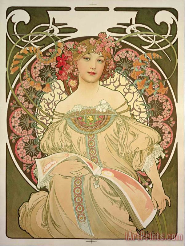Alphonse Marie Mucha Champagne Printer Publisher 1897 Art Painting