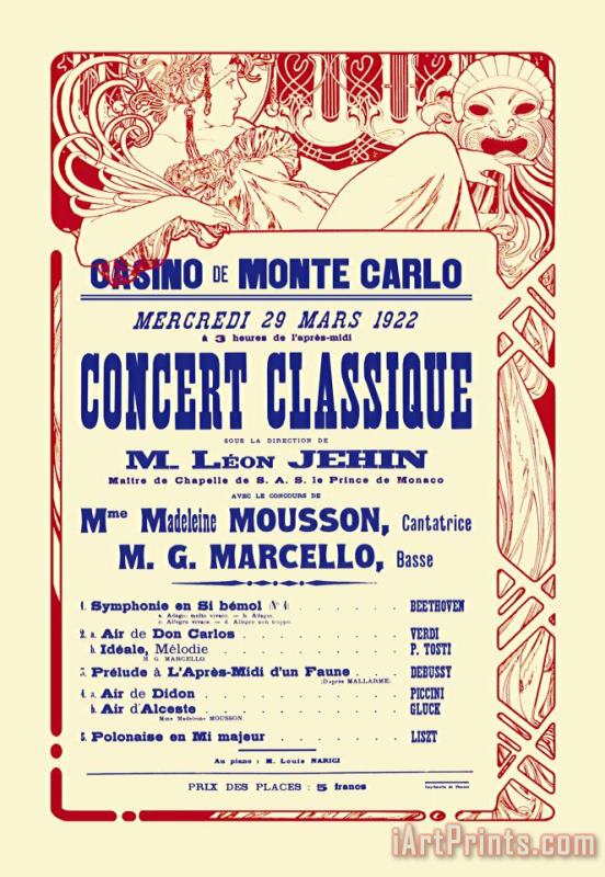 Alphonse Marie Mucha Concert at The Monte Carlo Casino Art Painting