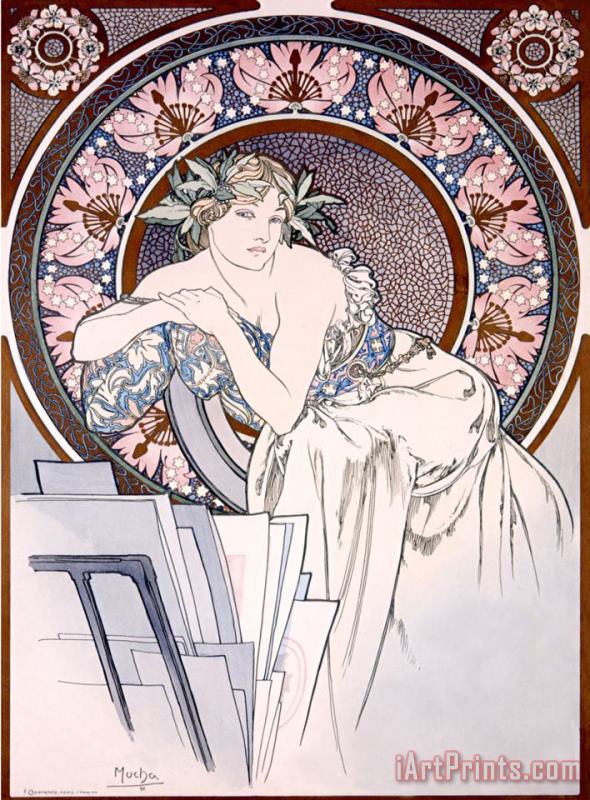 Alphonse Marie Mucha Femme Aux Coquelicots Art Painting
