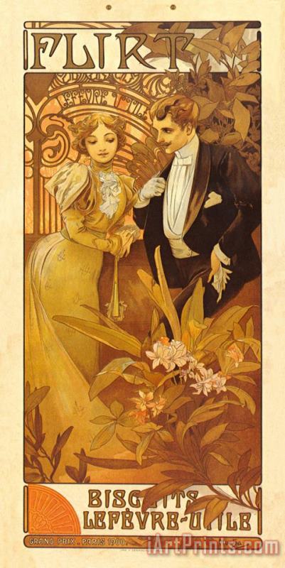 Alphonse Marie Mucha Flirt Biscuits Art Print