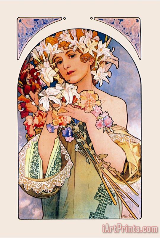 Flower painting - Alphonse Marie Mucha Flower Art Print