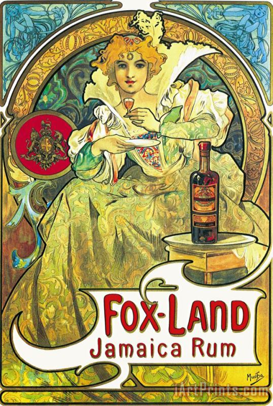 Fox Land Jamaica Rum painting - Alphonse Marie Mucha Fox Land Jamaica Rum Art Print