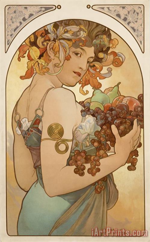 Fruit 1897 painting - Alphonse Marie Mucha Fruit 1897 Art Print