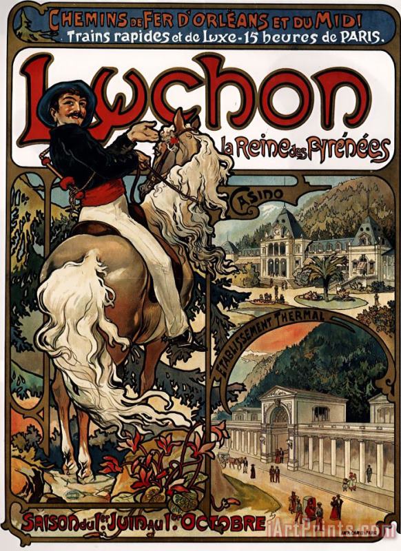 Luchon 1895 painting - Alphonse Marie Mucha Luchon 1895 Art Print