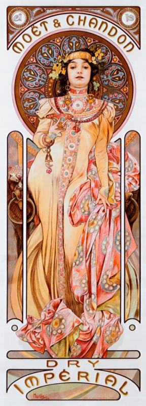 Moet Chandon Dry Imperial painting - Alphonse Marie Mucha Moet Chandon Dry Imperial Art Print