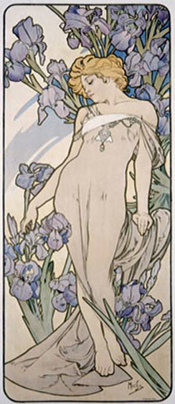 Alphonse Marie Mucha Mucha Nouveau Iris Flower Poster Art Painting