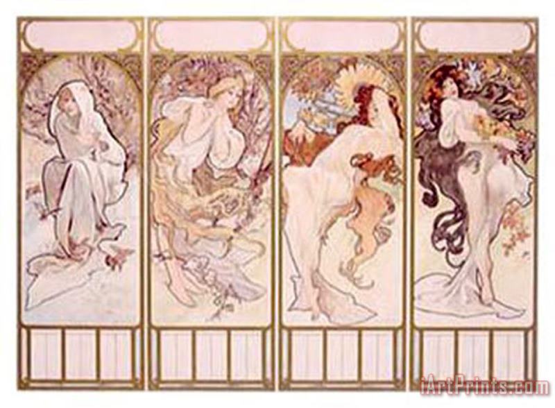 Seasons Winter Panel 1897 painting - Alphonse Marie Mucha Seasons Winter Panel 1897 Art Print