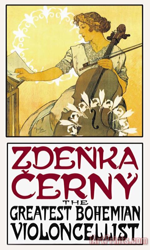 Zdenka Cerny The Greatest Bohemian Violoncellist painting - Alphonse Marie Mucha Zdenka Cerny The Greatest Bohemian Violoncellist Art Print