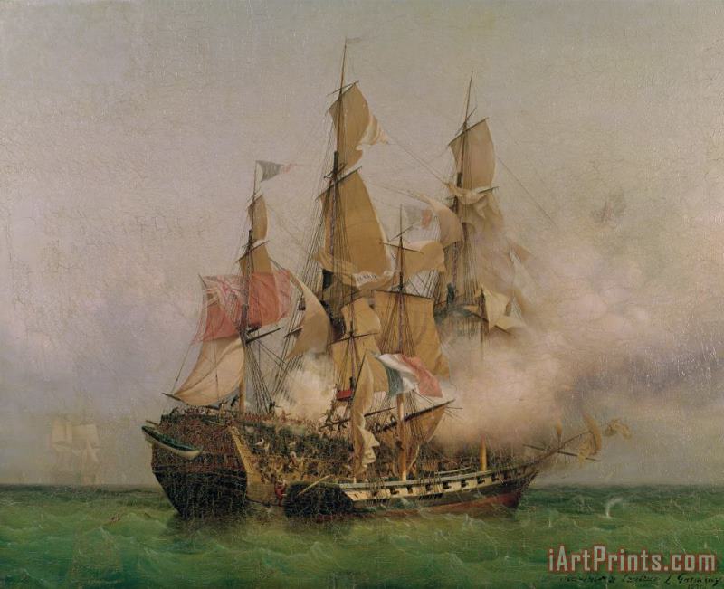The Taking of the Kent painting - Ambroise Louis Garneray The Taking of the Kent Art Print