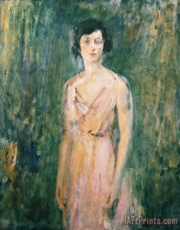 Ambrose McEvoy Lady in a Pink Dress Art Painting