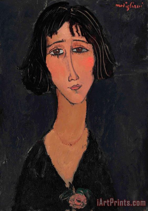 Amedeo Modigliani Jeune Femme a La Rose (margherita), 1916 Art Painting