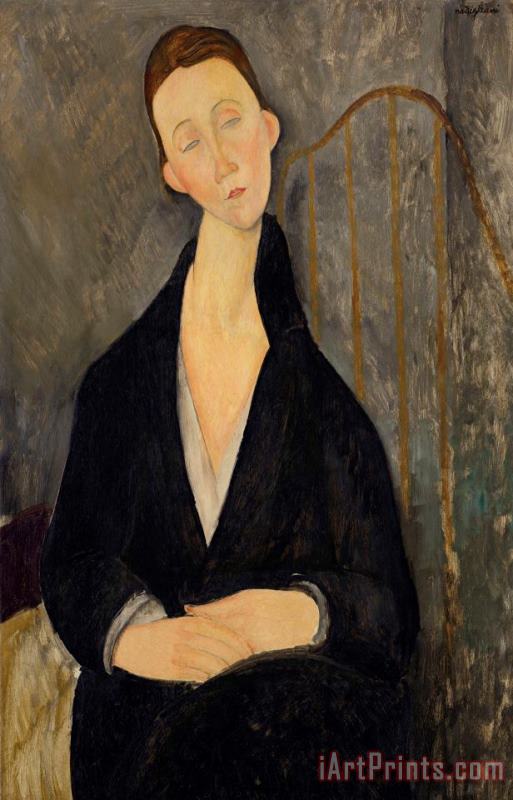 Lunia Czechowska (a La Robe Noire), 1919 painting - Amedeo Modigliani Lunia Czechowska (a La Robe Noire), 1919 Art Print