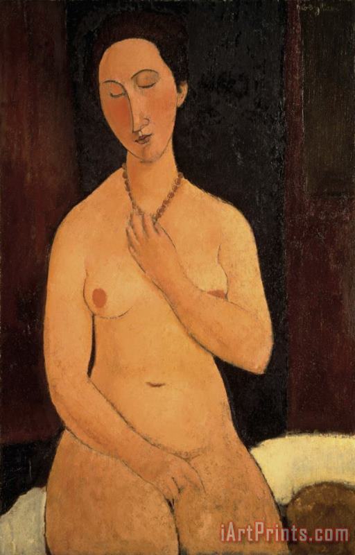 Seated Nude with Necklace painting - Amedeo Modigliani Seated Nude with Necklace Art Print