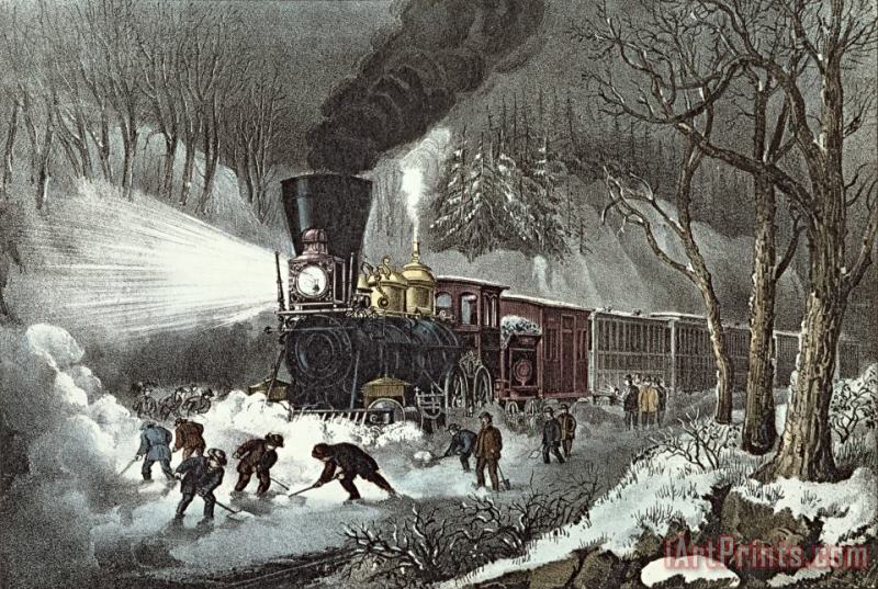 American Railroad Scene Currier and Ives Art Painting