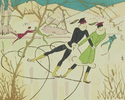 Sports Art for sale - Figure Skating  Christmas Card by American School