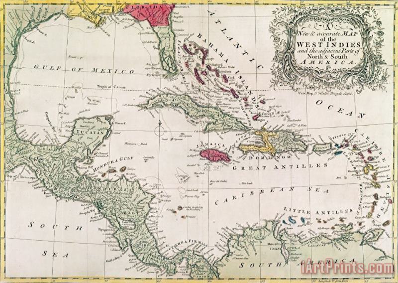 American School New and accurate map of the West Indies Art Painting