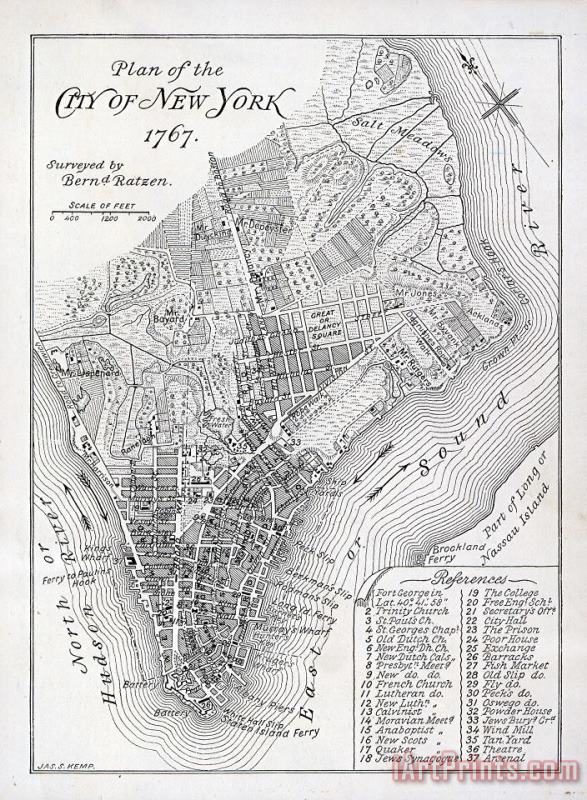 Plan of the City of New York painting - American School Plan of the City of New York Art Print