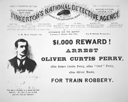 American School Reward poster for the arrest of Oliver Perry issued