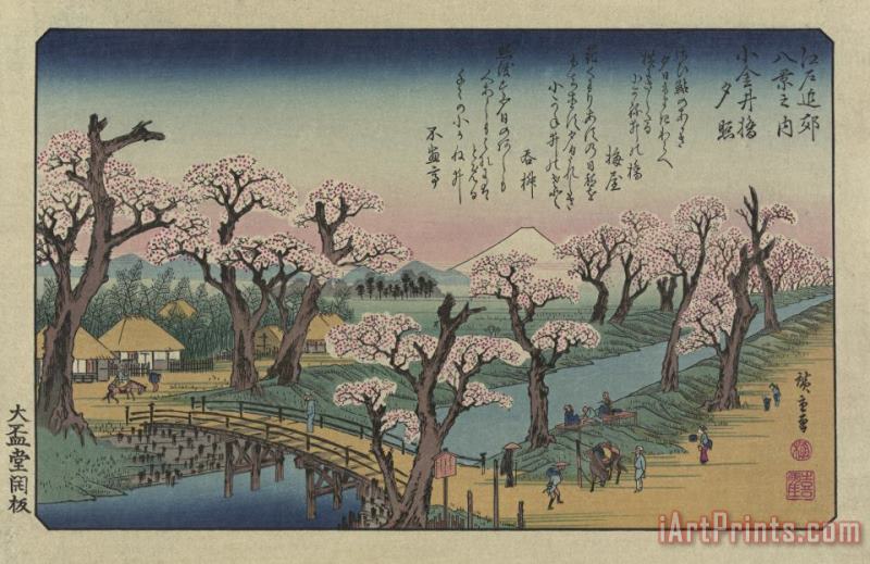 Ando Hiroshige Evening Glow at Koganei Bridge Art Print