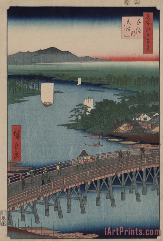 Ando Hiroshige Great Bridge at Senju Art Print