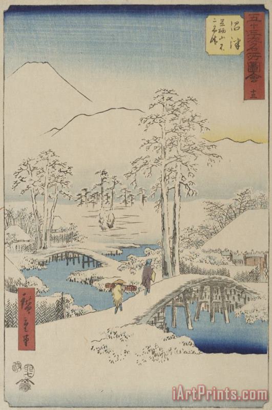 Ando Hiroshige Mt. Fuji And Mt. Ashigara From Numazu From The Series Vertical Tokaido Art Print