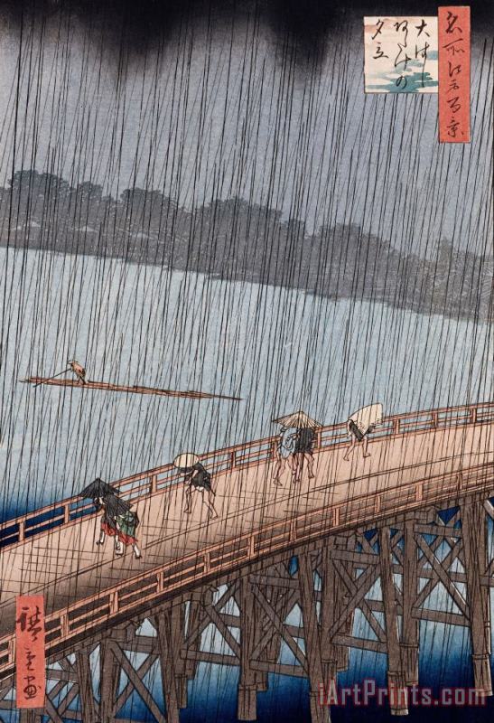 Ohashi Sudden Shower At Atake painting - Ando Hiroshige Ohashi Sudden Shower At Atake Art Print