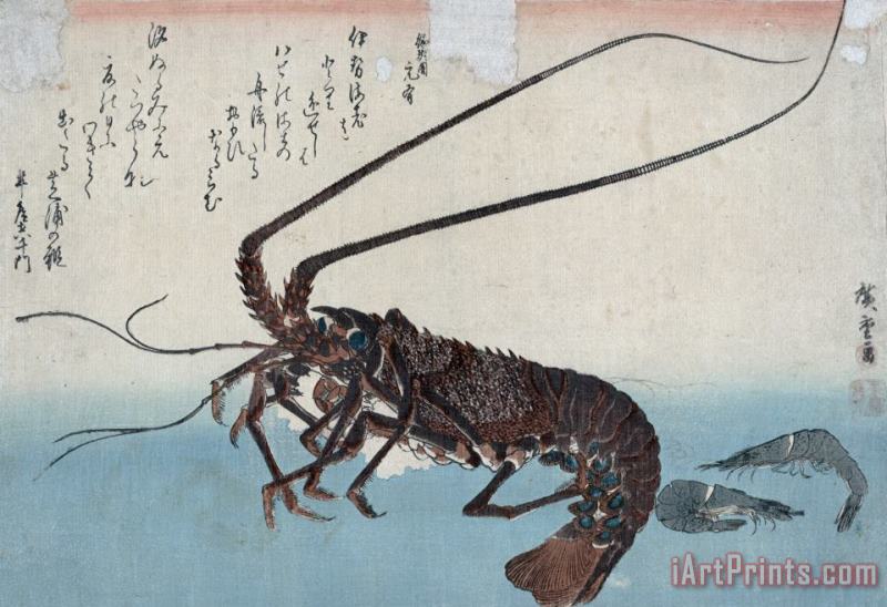 Ando Hiroshige Shrimp And Lobster Art Painting