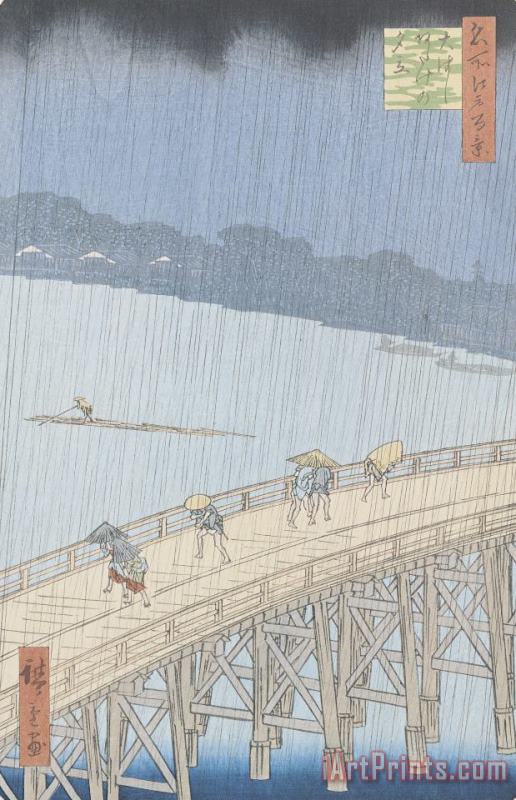Sudden Shower On Ohashi Bridge At Ataka painting - Ando Hiroshige Sudden Shower On Ohashi Bridge At Ataka Art Print