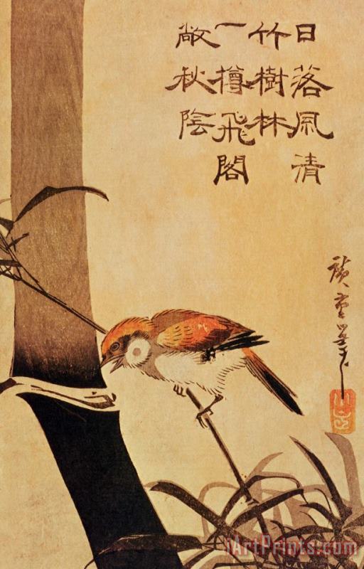 Ando or Utagawa Hiroshige Bird And Bamboo Art Painting
