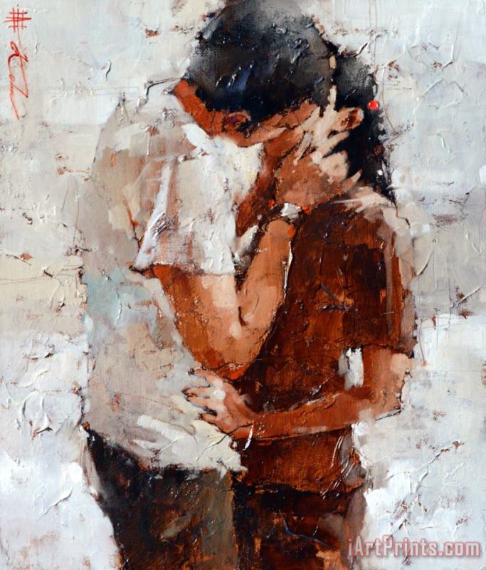 Kiss painting - Andre Kohn Kiss Art Print
