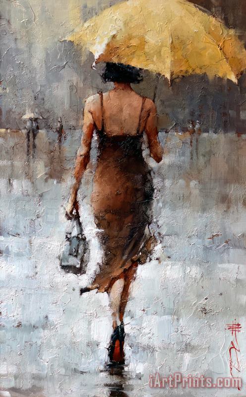 Andre Kohn Le Parapluie Jaune Series #5 Art Painting