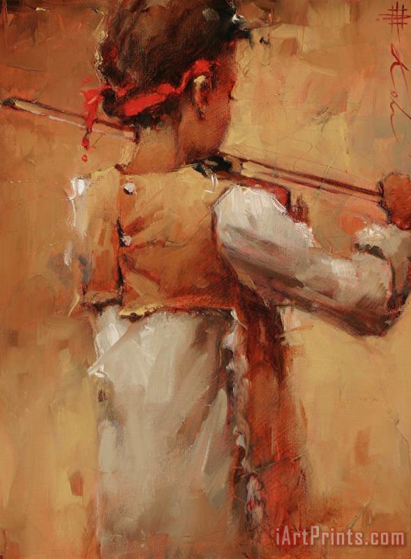 Little Fiddler painting - Andre Kohn Little Fiddler Art Print