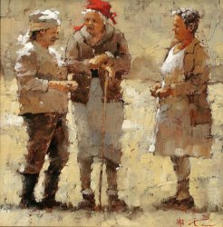 Andre Kohn Neighborhood Gossips painting