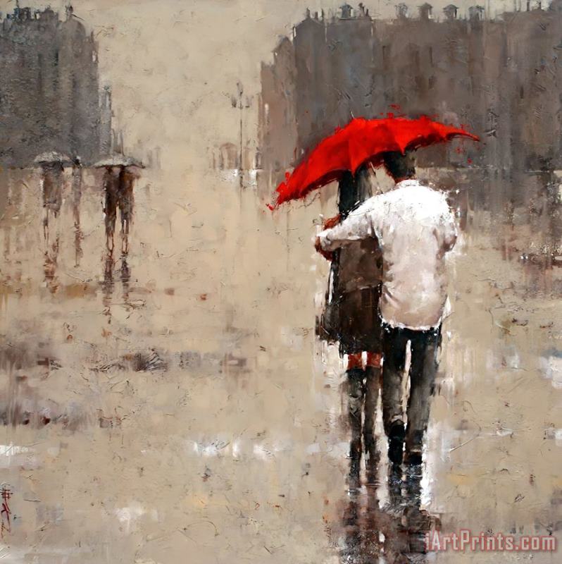 Andre Kohn Romance in The Rain Art Painting