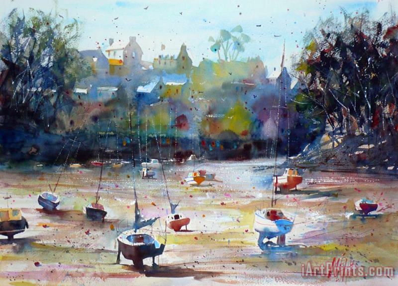 Andre Mehu Boats on the shore at Doelan Art Print