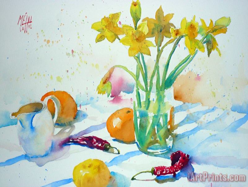 Daffodils study painting - Andre Mehu Daffodils study Art Print