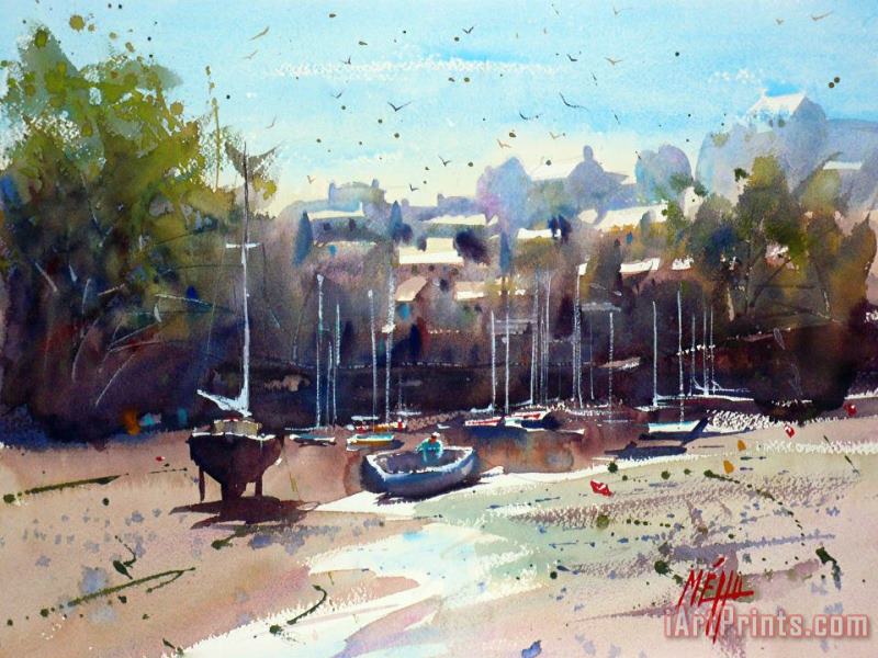 Doelan little harbour in Brittany painting - Andre Mehu Doelan little harbour in Brittany Art Print