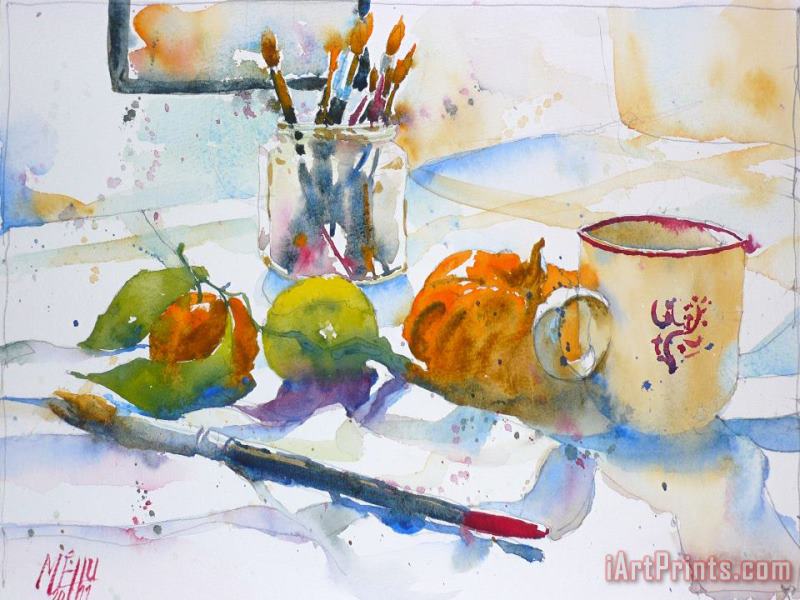 Andre Mehu Still life with brushes Art Print