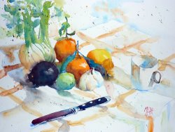 Andre Mehu Still life with fennel and clementines