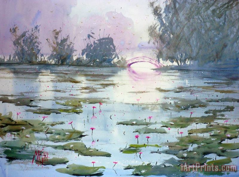 Waterlilies Study painting - Andre Mehu Waterlilies Study Art Print