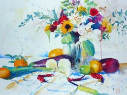 Andre Mehu White onions bouquet and red peppers