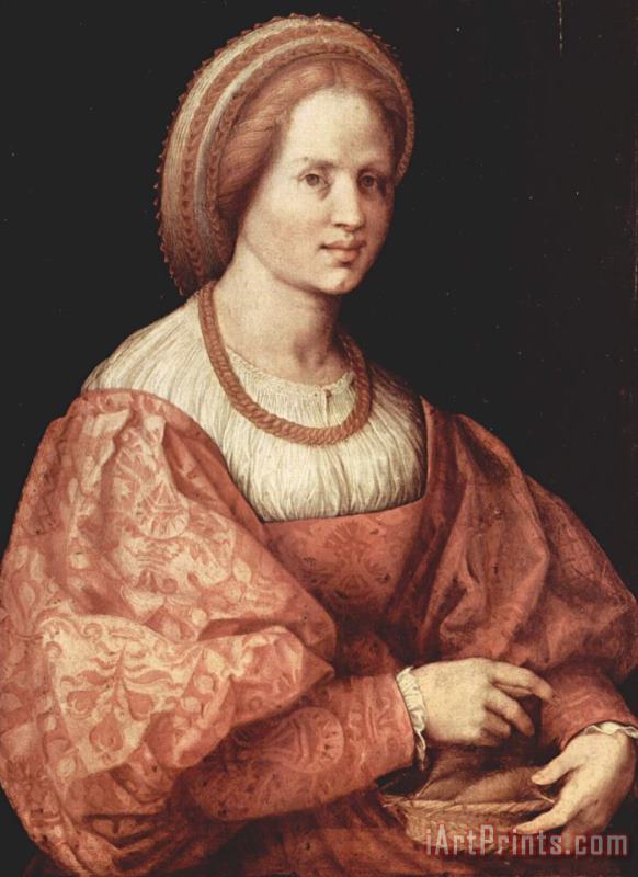 Andrea del Sarto Portrait of a Woman with a Basket of Spindles Art Painting