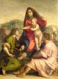 Cartouche with The Virgin And Child And Saint Anne Prints - The Virgin and Child with a Saint and an Angel by Andrea del Sarto