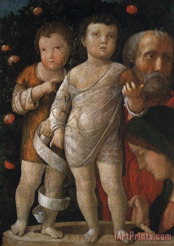 The Holy Family with St John painting - Andrea Mantegna The Holy Family with St John Art Print