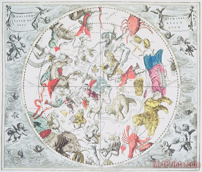 Andreas Cellarius Celestial Planisphere Showing the Signs of the Zodiac Art Print