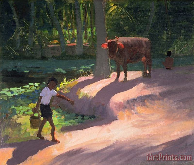 Kerala Backwaters painting - Andrew Macara Kerala Backwaters Art Print