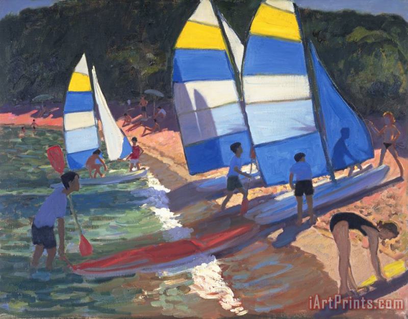 Sailboats South of France painting - Andrew Macara Sailboats South of France Art Print